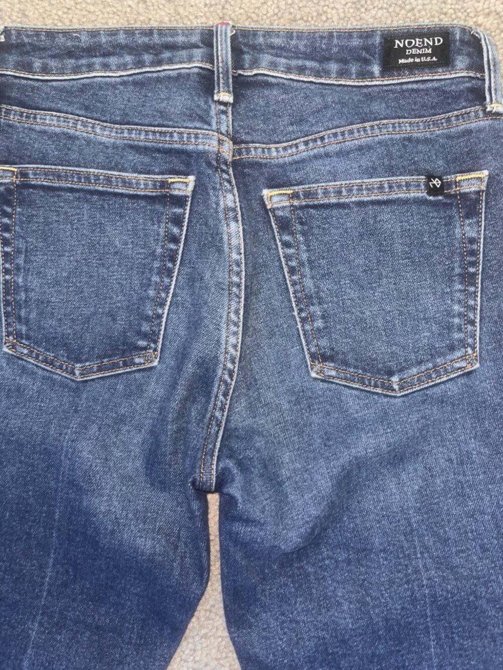 NOEND NO END Denim Farrah Mid Rise Kick Flare Raw Hem Cropped Jeans  -EUC - 28 - Picture 7 of 15